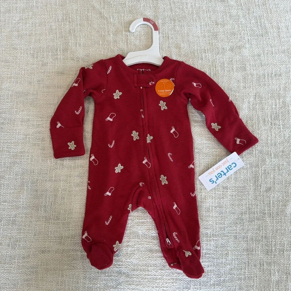 NWT Carters Just One Year Christmas Sleeper Newborn